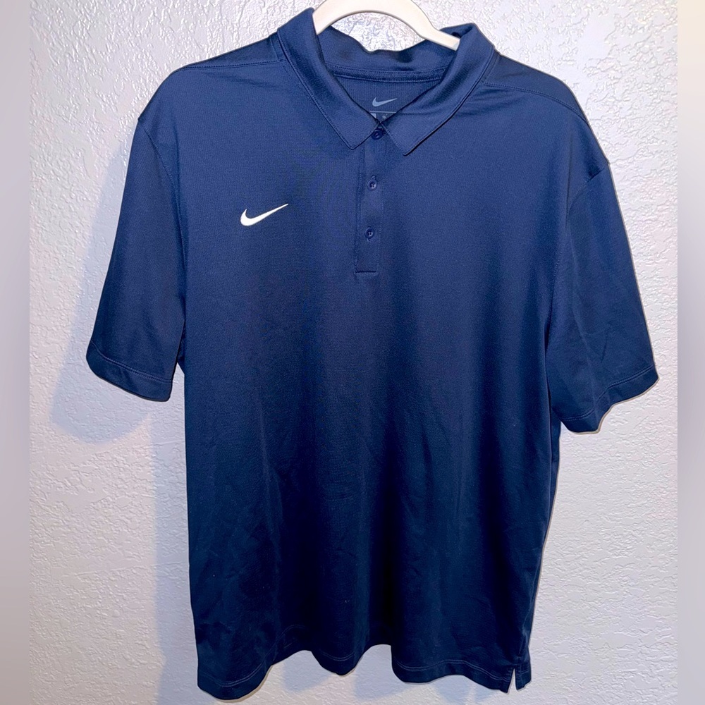 Nike Navy Short-Sleeve Polo with White Swoosh